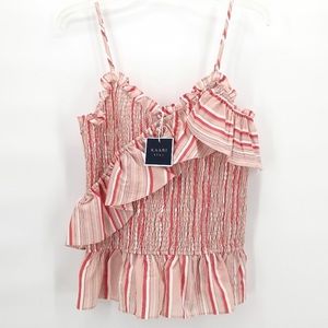 KAARI BLUE nwt Ruffle Striped Smocked Body Tank, Sz L